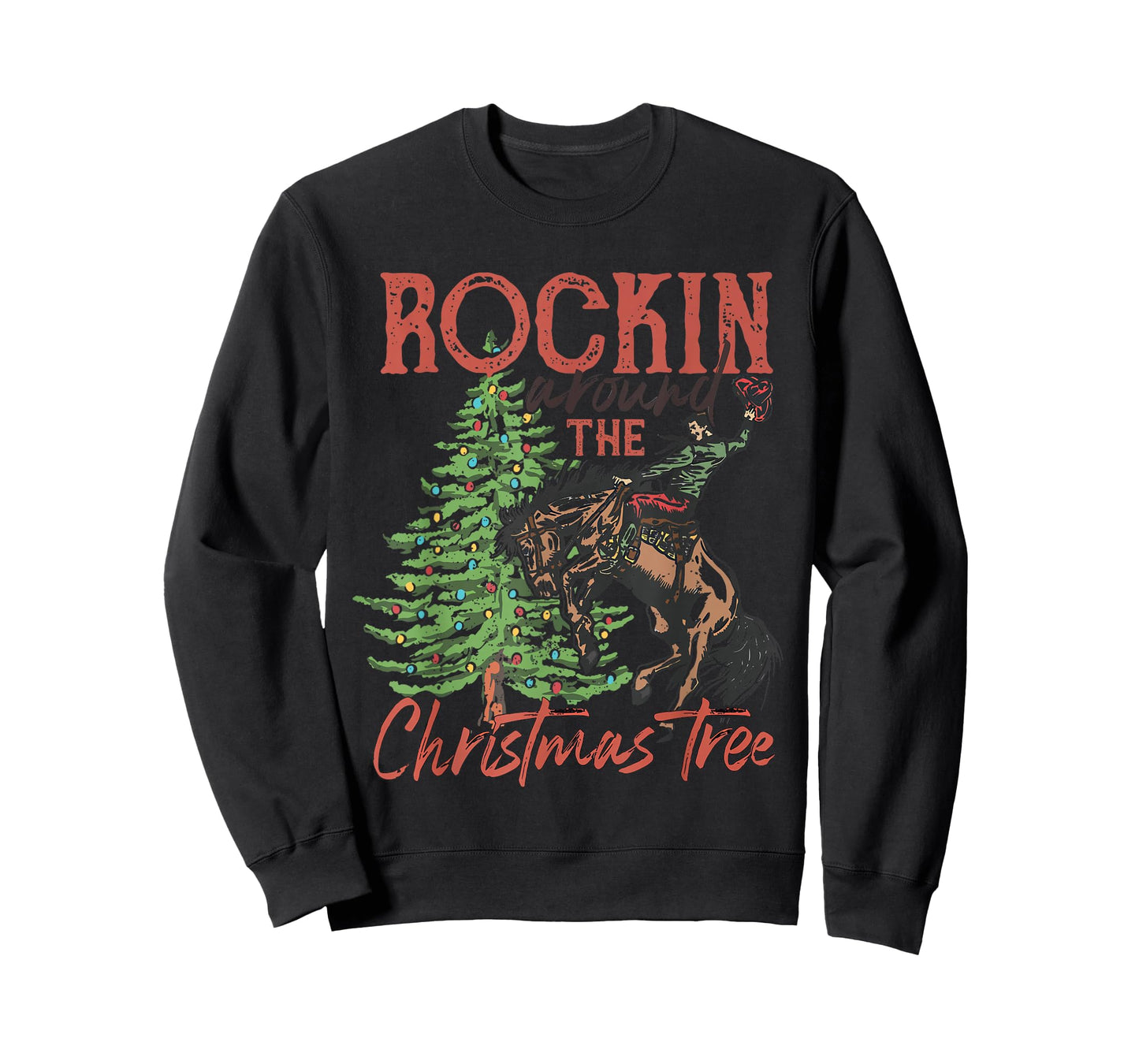 Funny Country Western Xmas Rockin Around The Christmas Tree T-Shirt