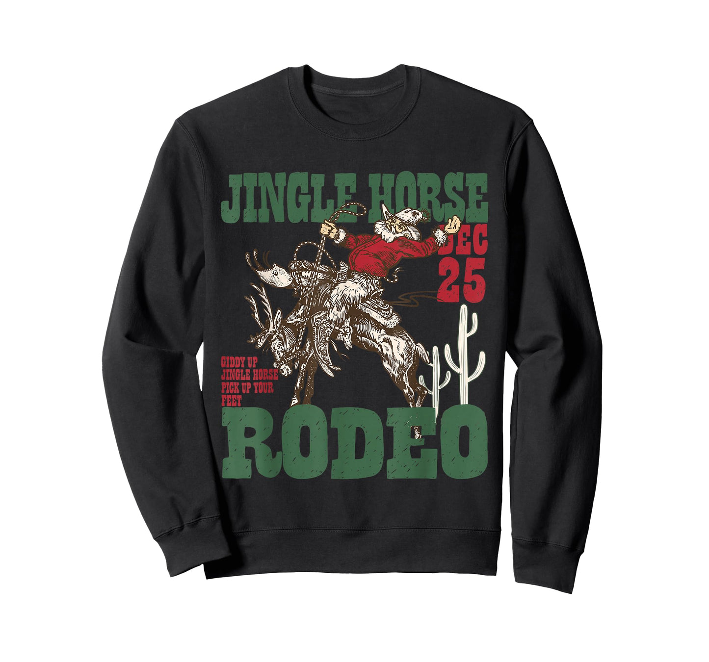 Retro Jingle Horse Rodeo Christmas Funny Western Cowboy T-Shirt