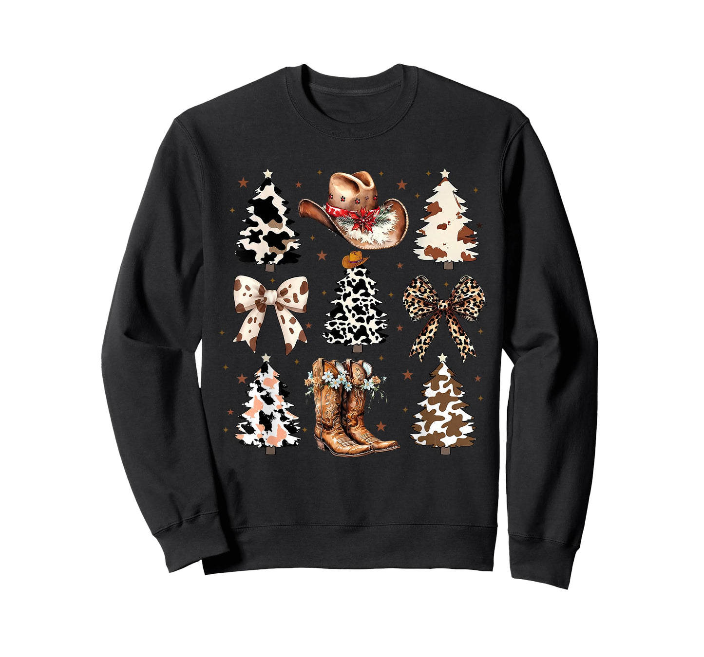 Coquette Christmas Tree Western Cowgirl Boots Hat Cow Lover T-Shirt