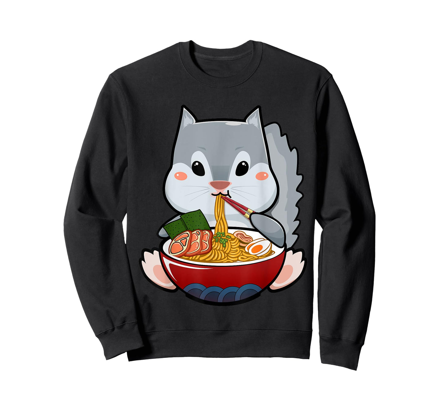 Momonga Squirrel Eating Ramen Noodle Funny Kawaii Udon Anime T-Shirt