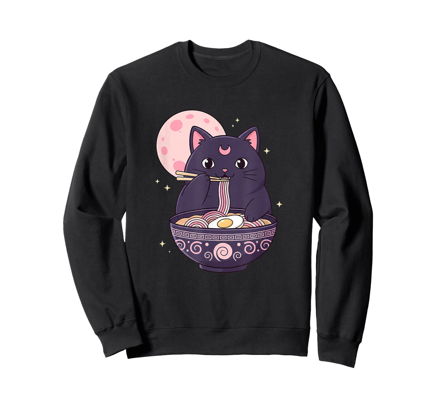 Anime Kawaii Cat Ramen, Moon Neko Eating Ramen Cute T-Shirt