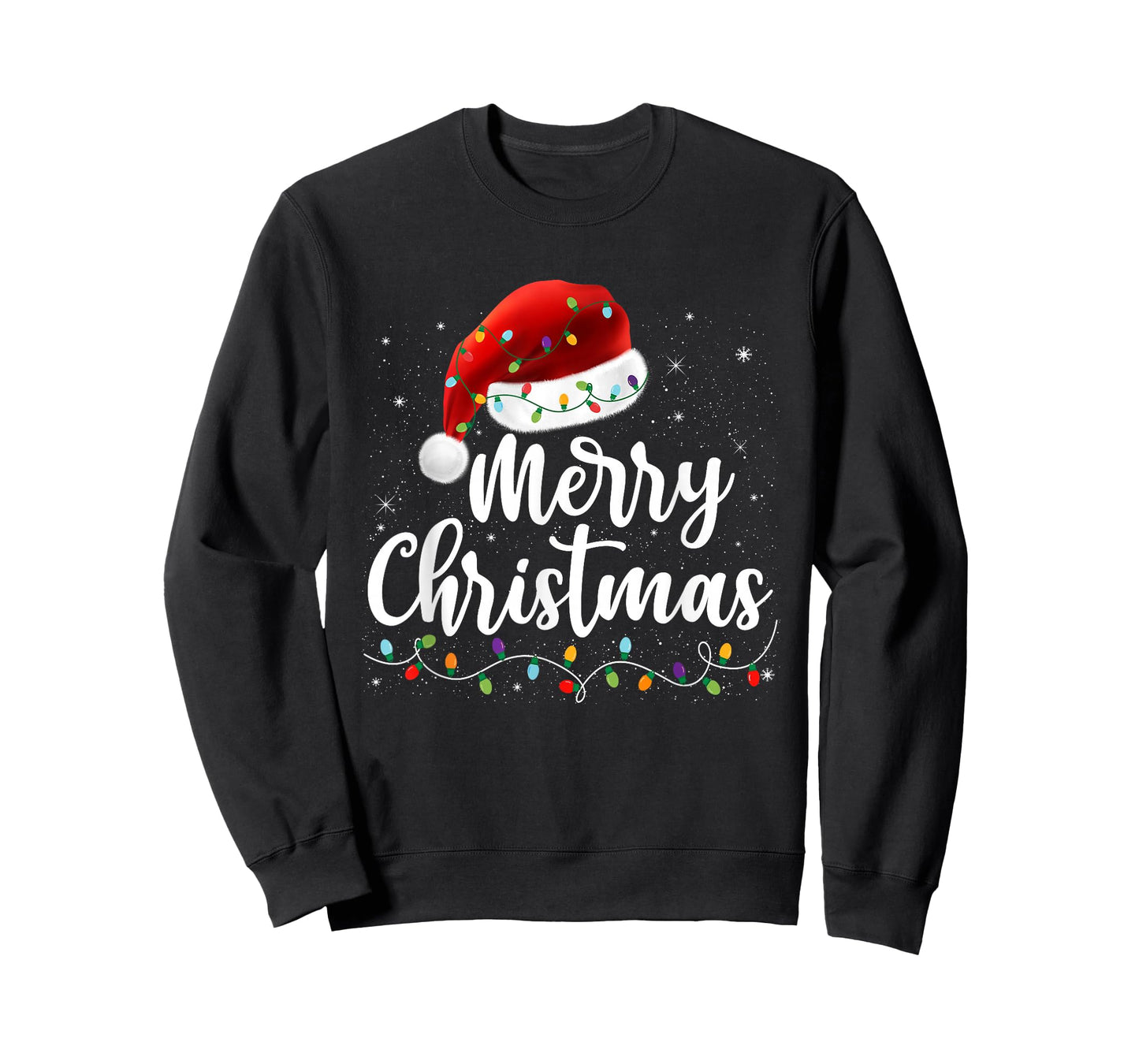 Merry Christmas Lights Red Santa Hat Xmas Family Men Women T-Shirt