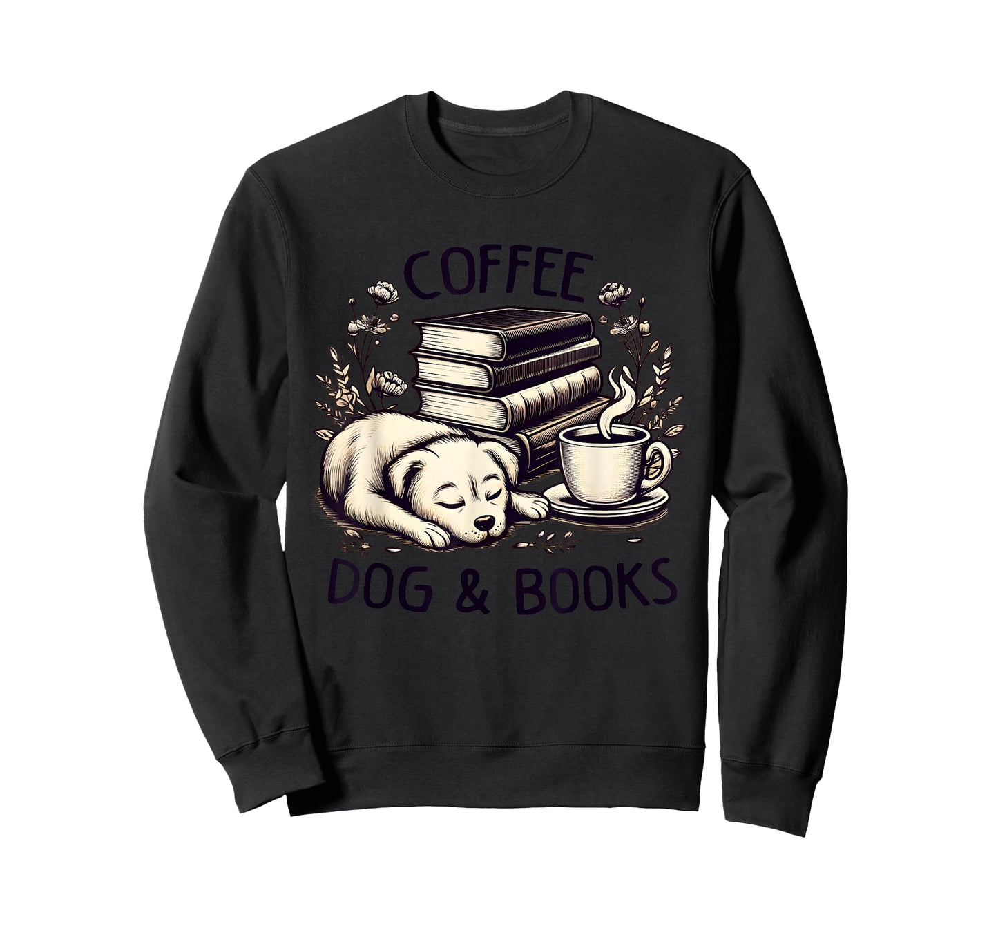 Funny Cute Coffee Dog Books Lover Gift Idea Women Men Kids T-Shirt