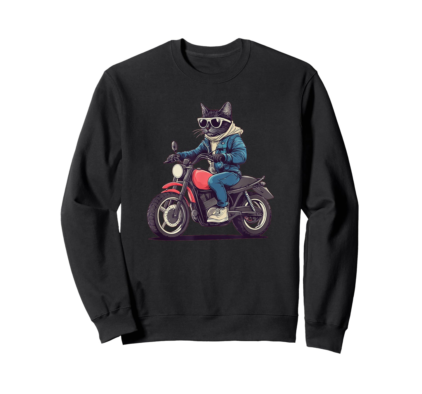 Cool Cat with Motorbike for Motorcycle Season and Biker Men Women Kids T-Shirt