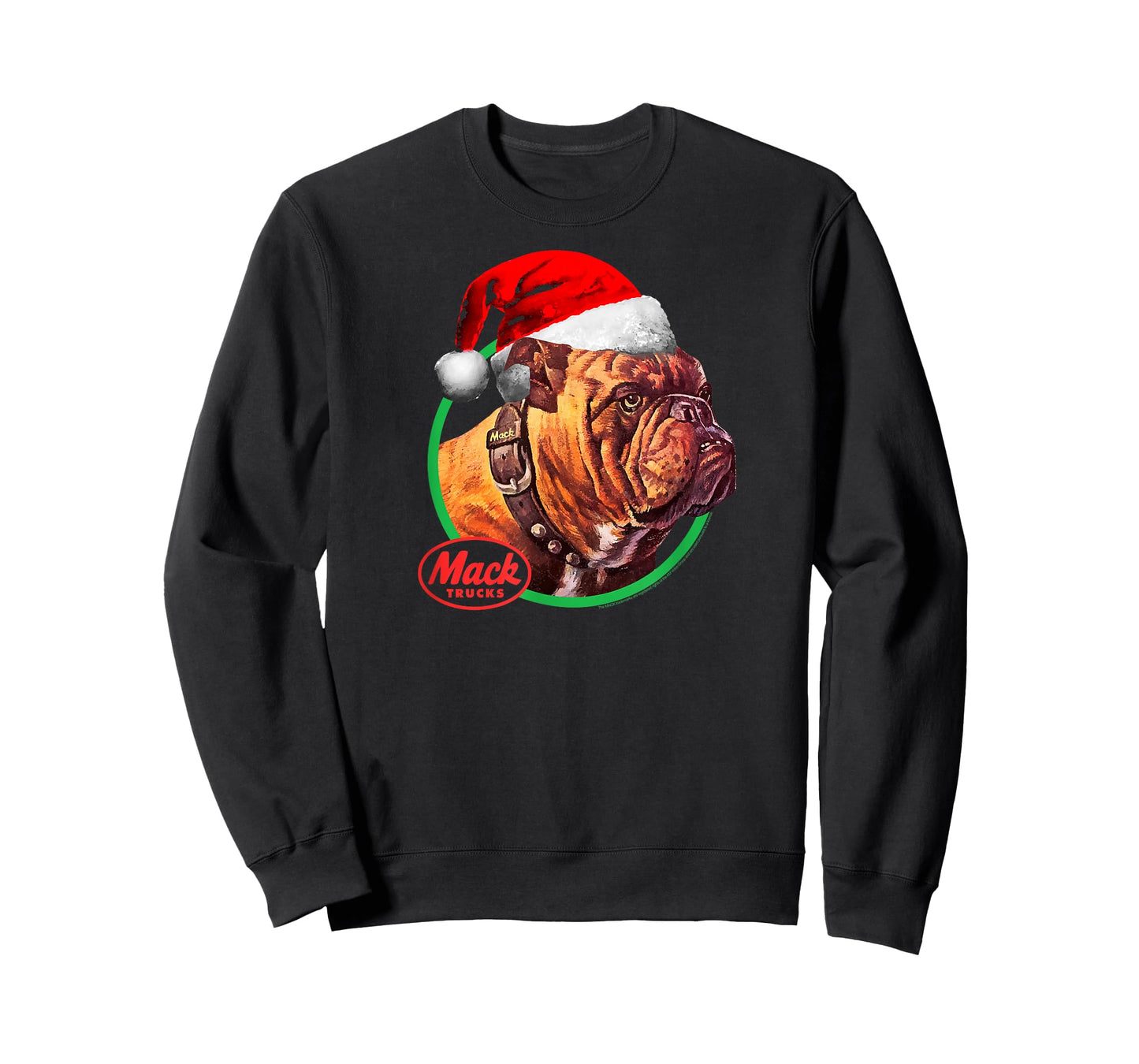 Mack Trucks Christmas Holiday Bulldog Santa Hat Trucker T-Shirt