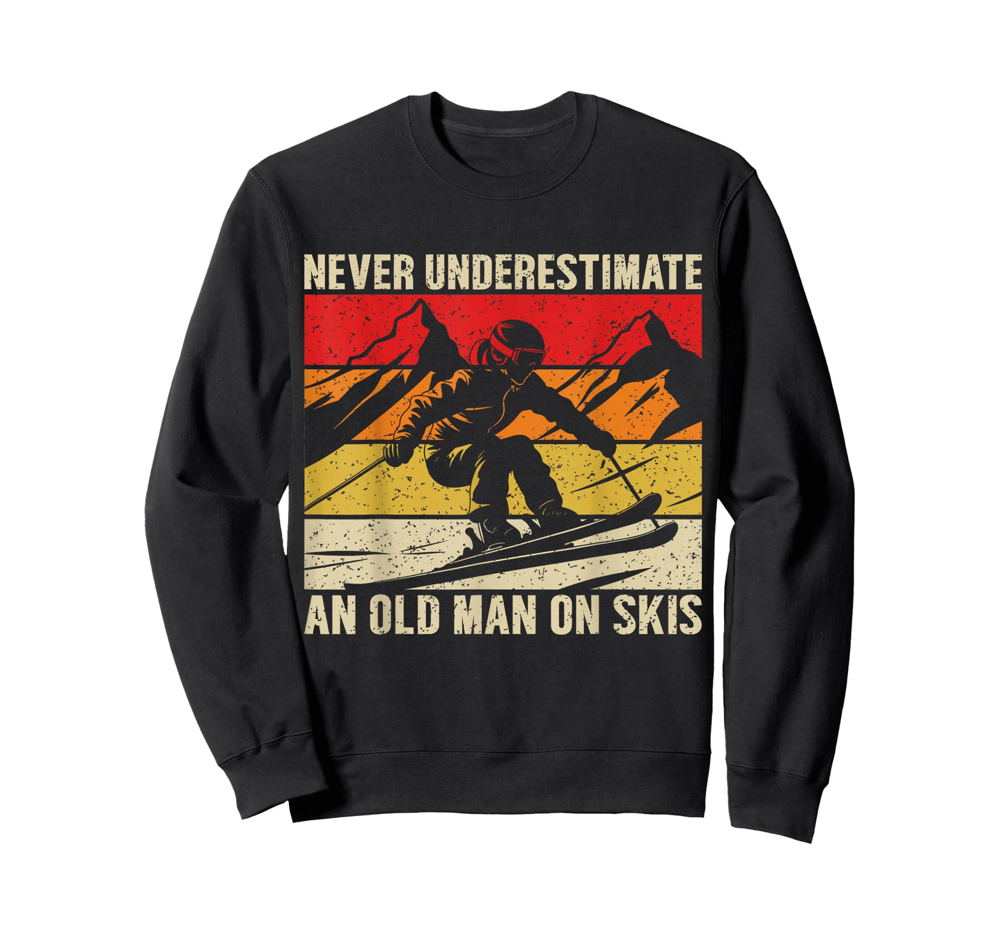 Vintage Never Underestimate an Old Man On Skis Funny Skiing T-Shirt