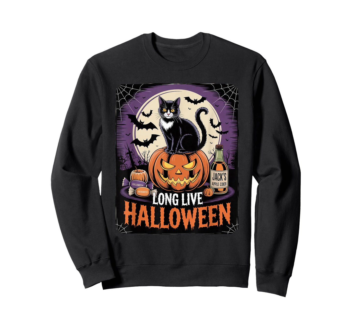 Long Live Halloween Cat Pumpkin Cider Fall Fun T-Shirt