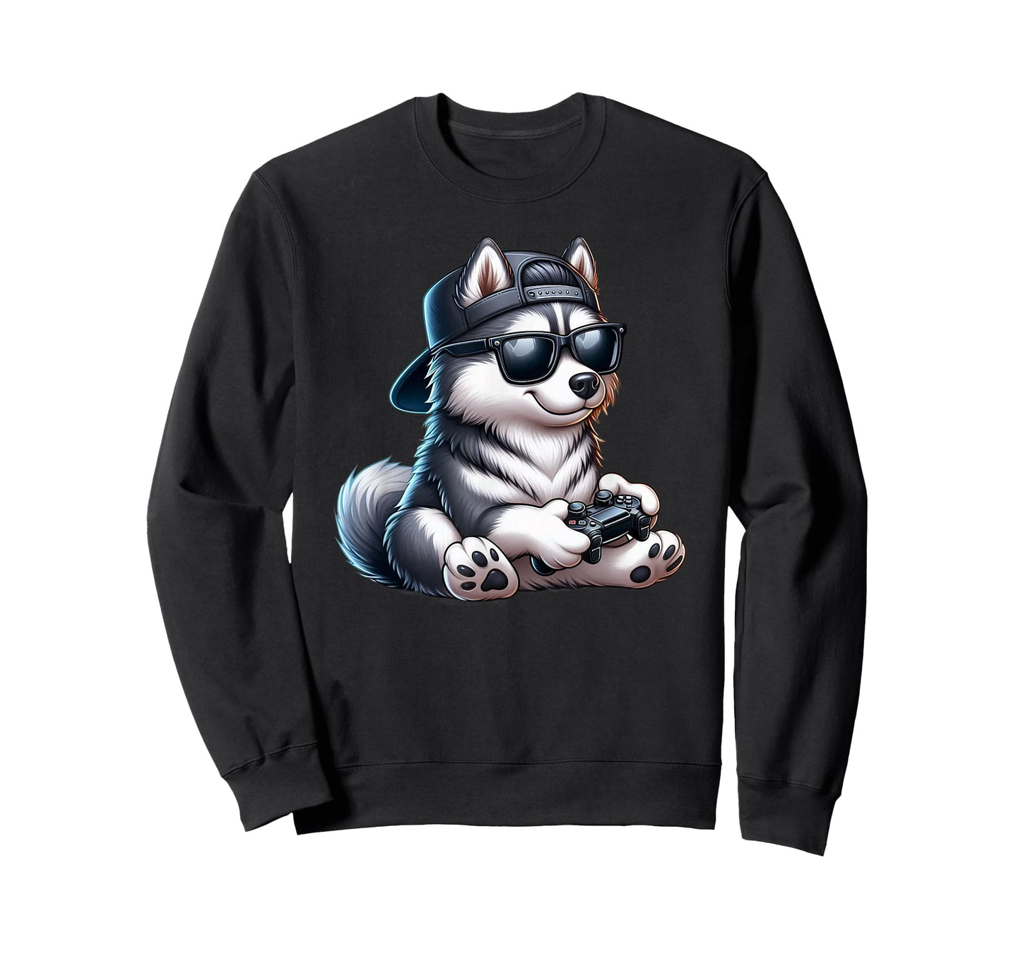 Funny Husky Dog Playing Video Games Dog Playing Video Games T-Shirt