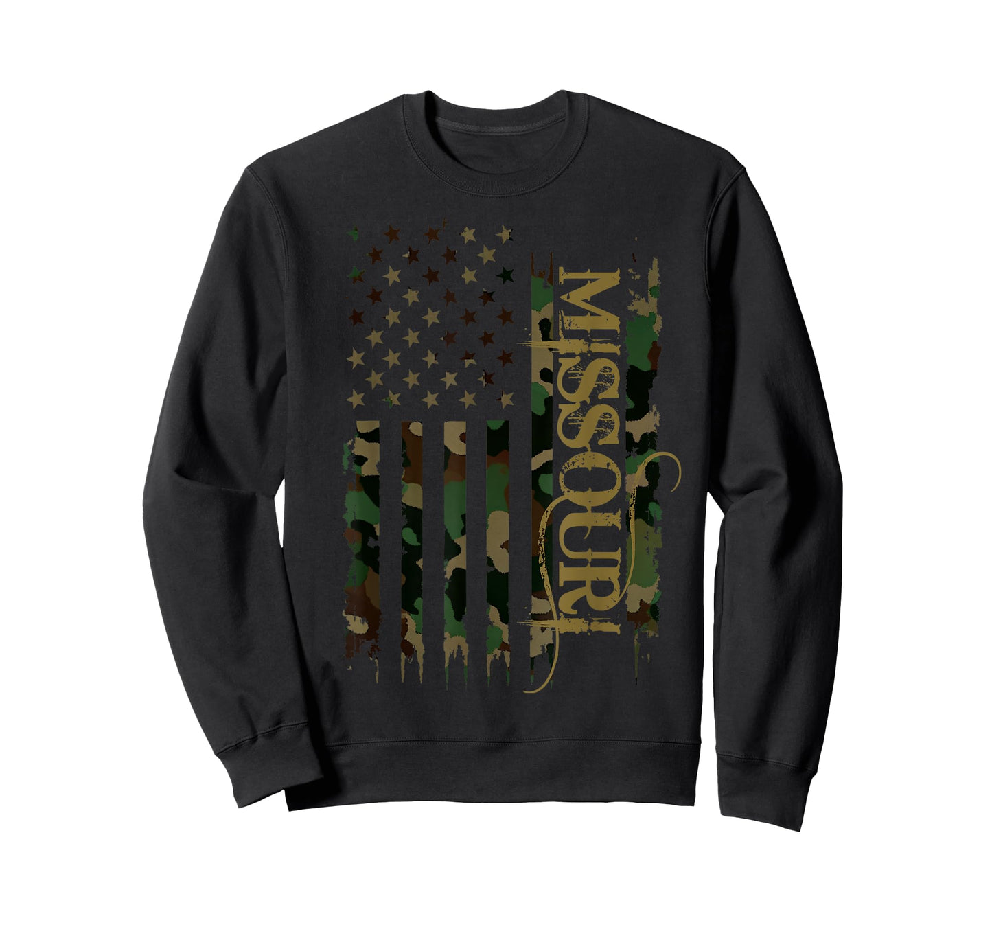 Missouri United States Distressed Camo w US Flag T-Shirt