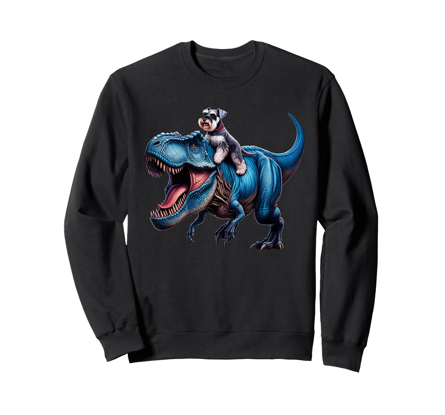 Miniature Schnauzer Riding T-Rex Dinosaur Funny Dog Lover T-Shirt