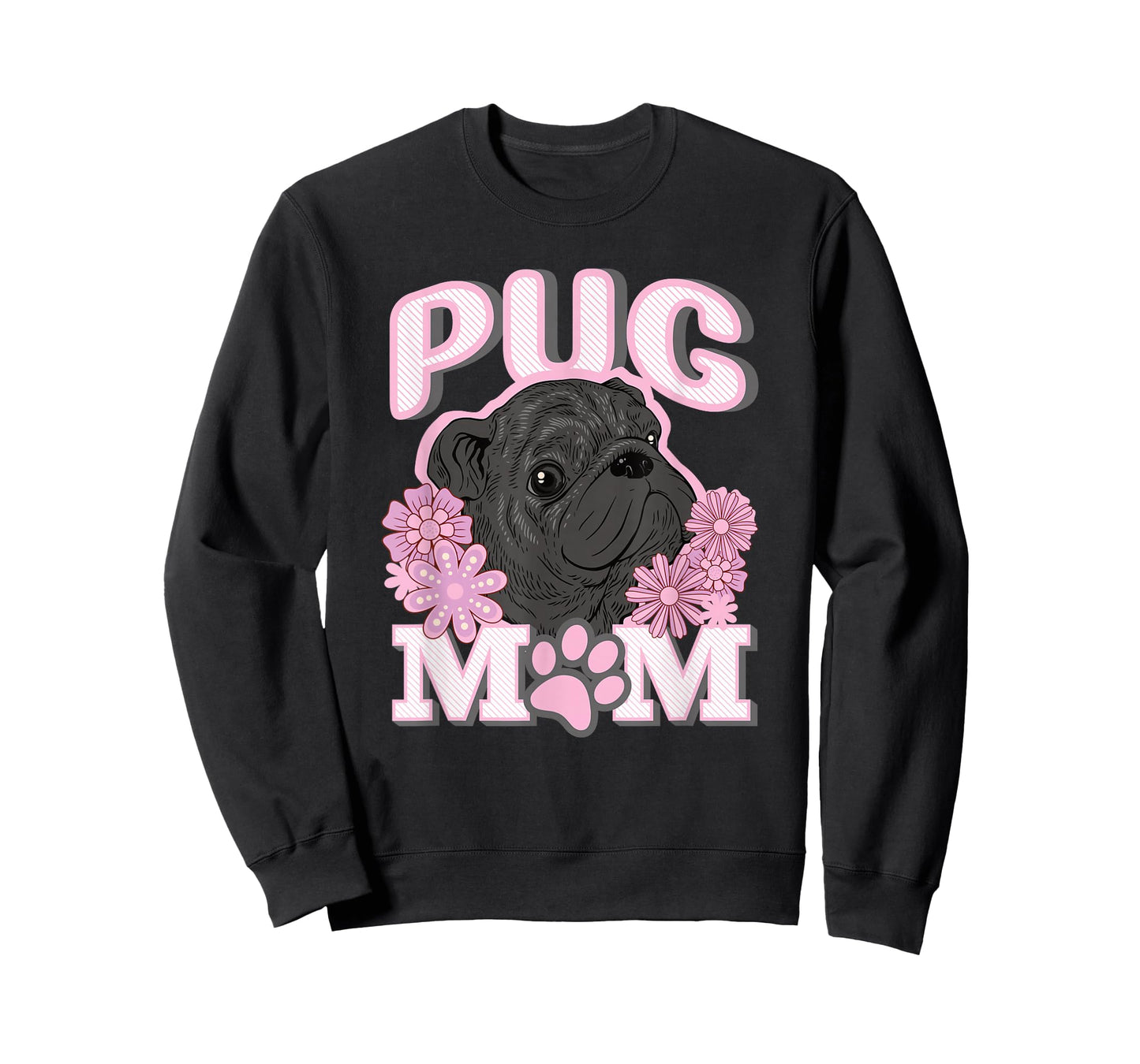 Cute Black Pug Dog Mom Mum Design T-Shirt