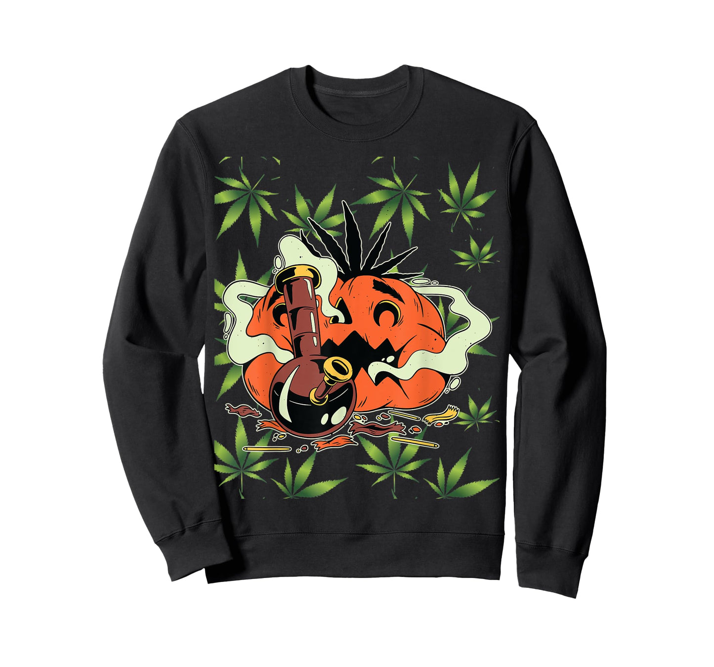 Mens Halloween Marijuana Costumes Accessories Pumpkin Bong T-Shirt
