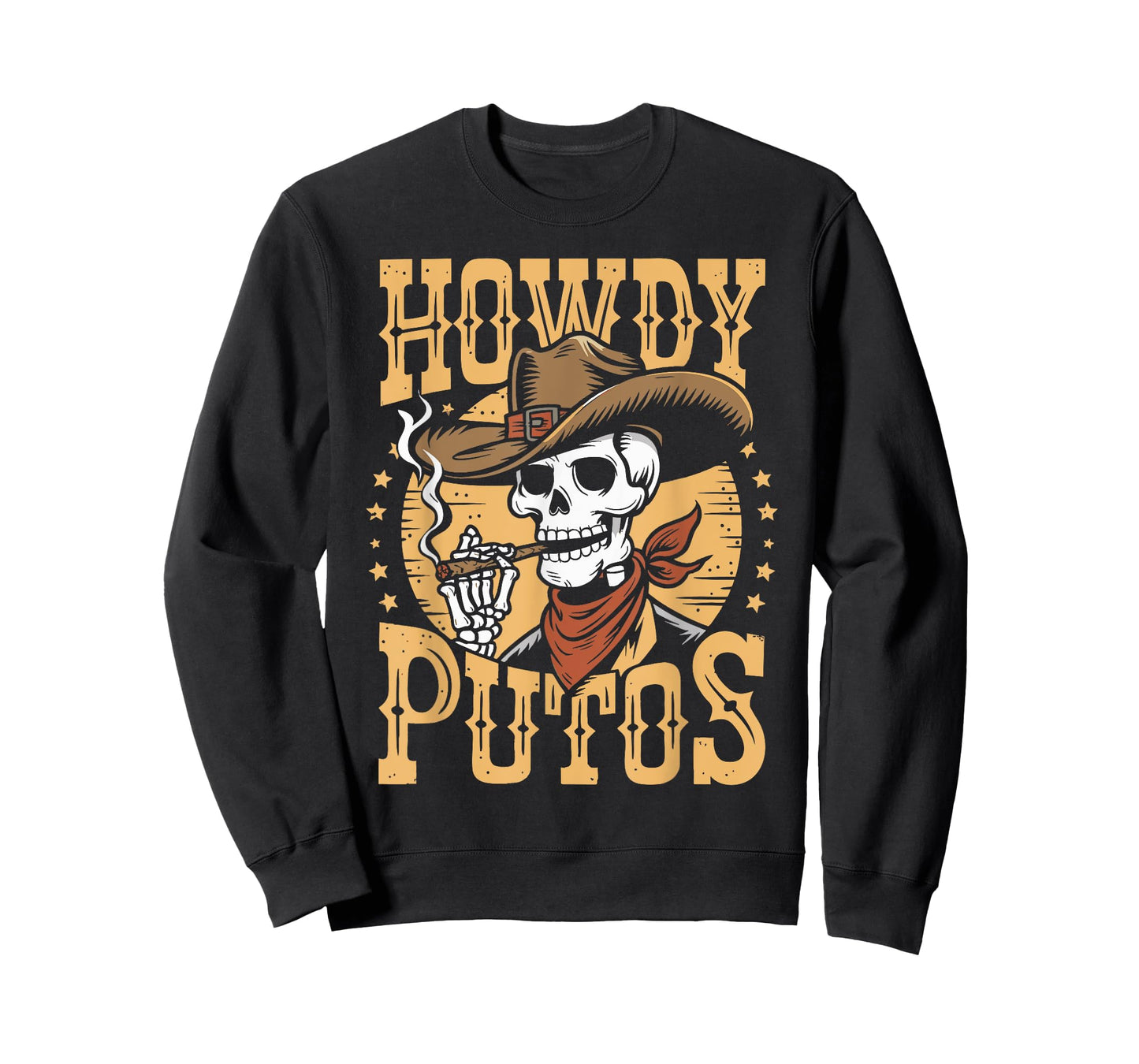 Vintage Howdy Putos Skull Cowboy Western Country Spanish T-Shirt
