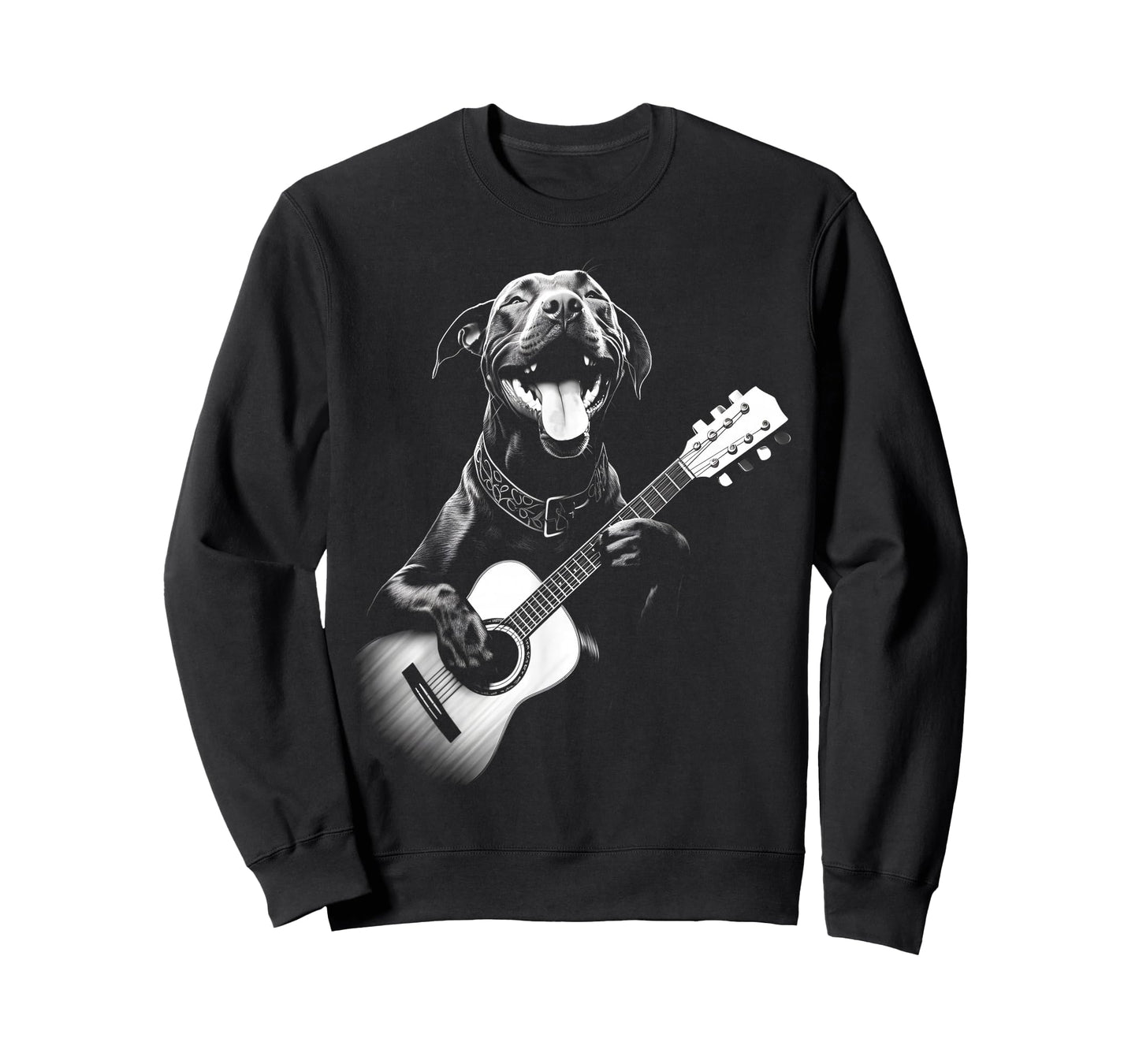 American Pitbull Playing Guitar - Funny Guitar Dog Men Women Kids T-Shirt