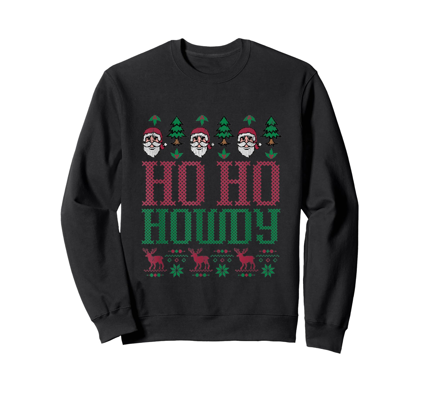 Ho Ho Howdy Cowboy Rodeo Christmas Santa Ugly Sweater Style T-Shirt