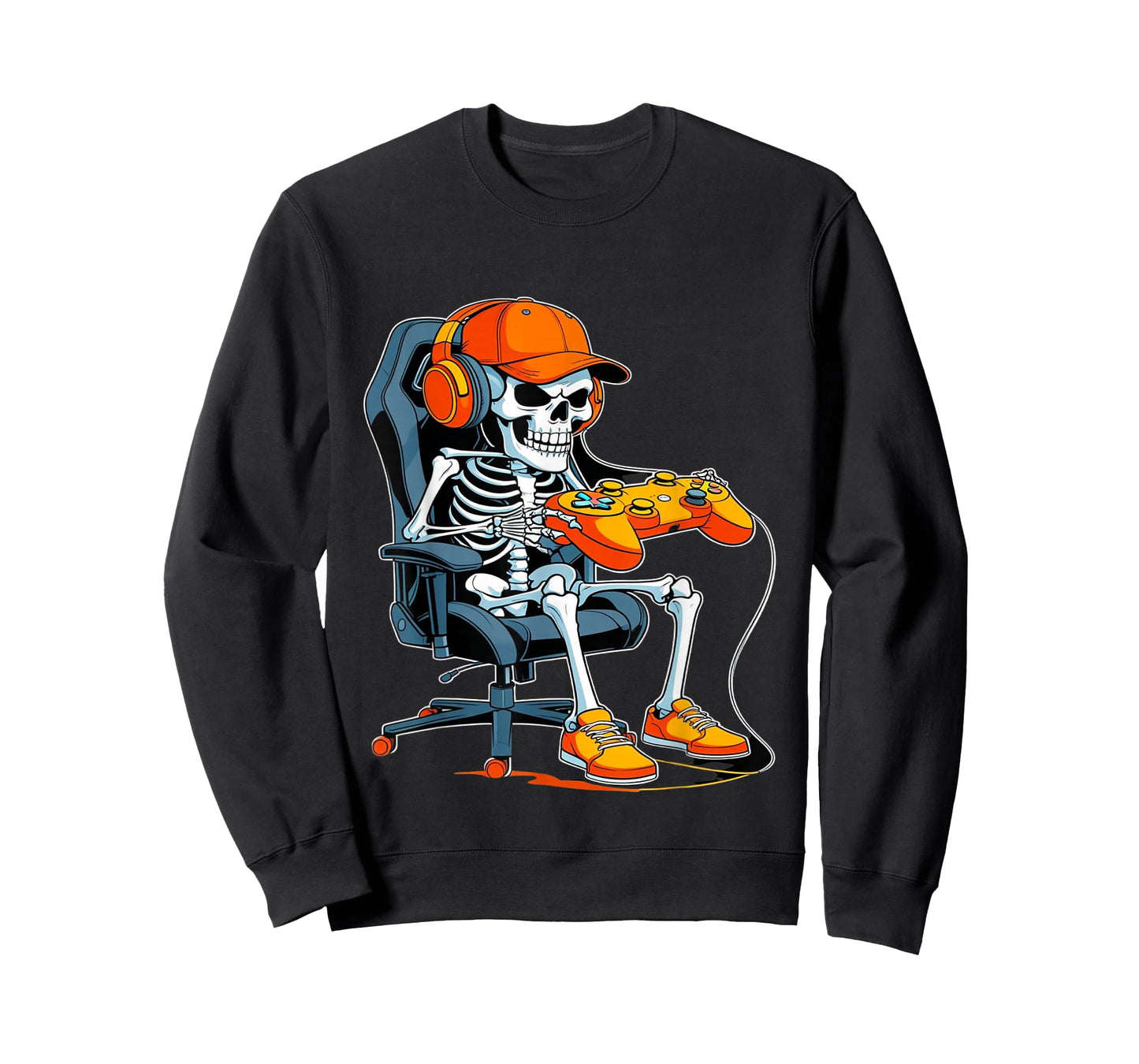 Halloween Skeleton Gamer Video Gaming Boys Men Kids Tees T-Shirt