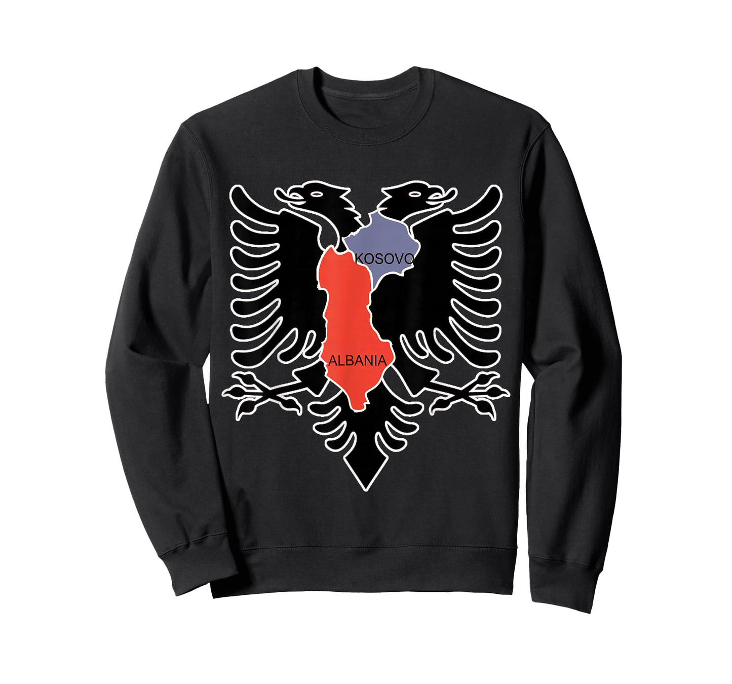 Albania and Kosovo Country Outline with Eagle Emblem T-Shirt