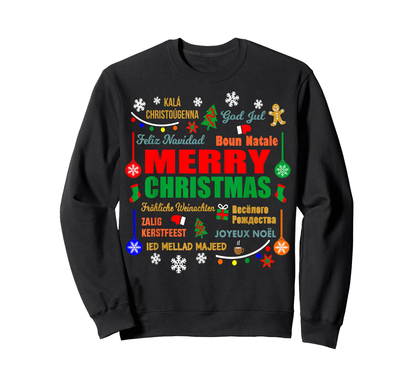 Merry Christmas In Different Languages Xmas Funny Holiday T-Shirt