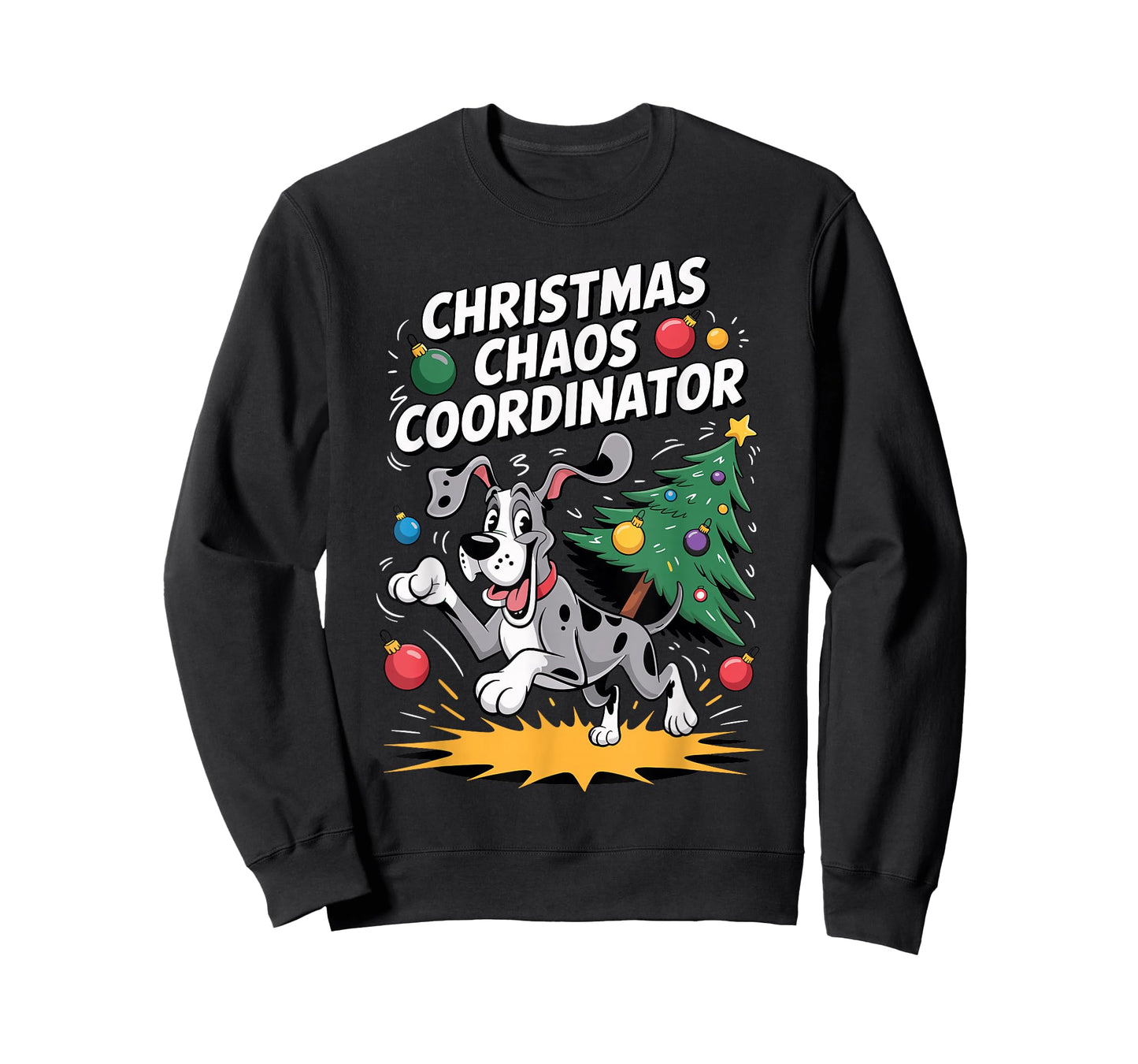 Christmas Chaos Coordinator Xmas Puppy Funny Great Dane T-Shirt