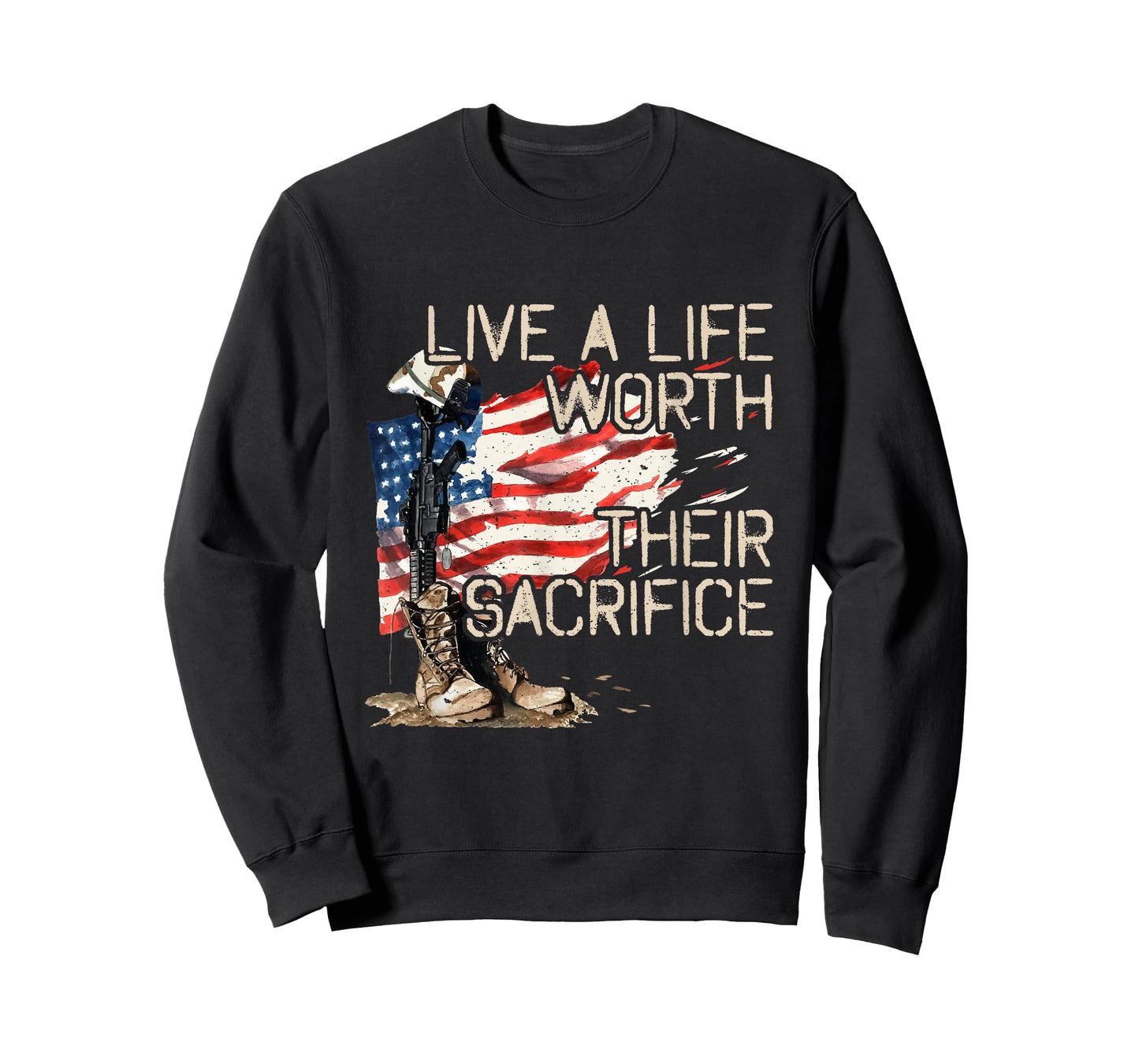 Live A Life Worth Their Sacrifice - US Veterans Day - Vets T-Shirt