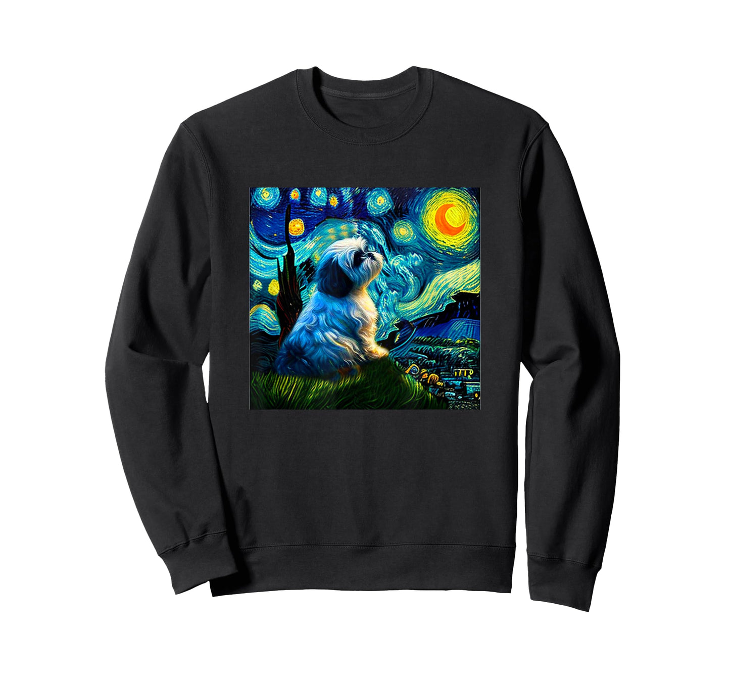 Shih Tzu Funny T-Shirt, Dog, Van Gogh, Starry Night, Cute, Men's, Children, Funny, Clothes, Goods, Gift T-Shirt