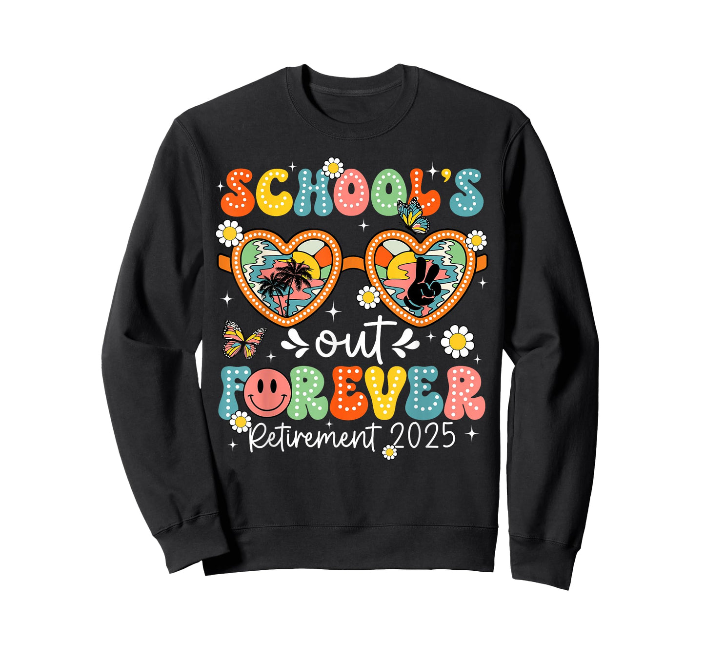 Groovy School's Out Forever Retirement 2025 Teachers T-Shirt