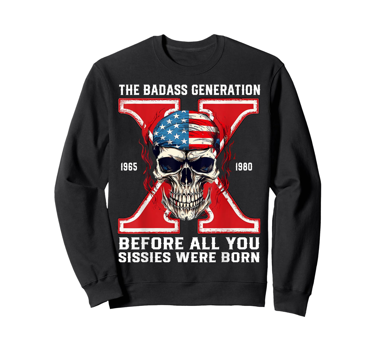 Gen X The Badass-Generation Skeleton Xennial 1965 1980 T-Shirt