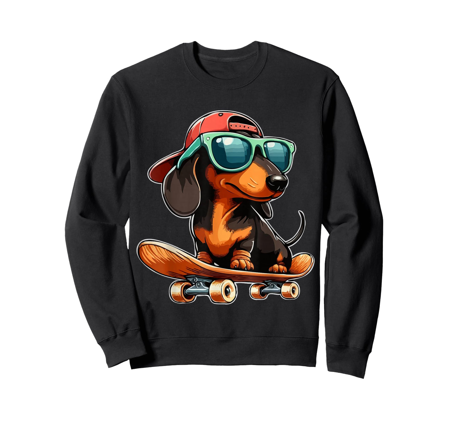 Cute Dachshund on a Skateboard Funny Wiener Dog T-Shirt