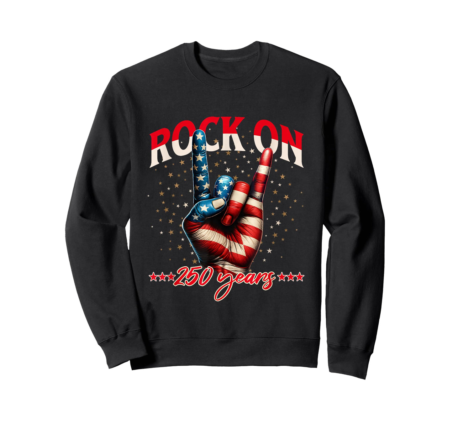 Patriotic Rock On Devil Horns 250 Years 250th Birthday T-Shirt