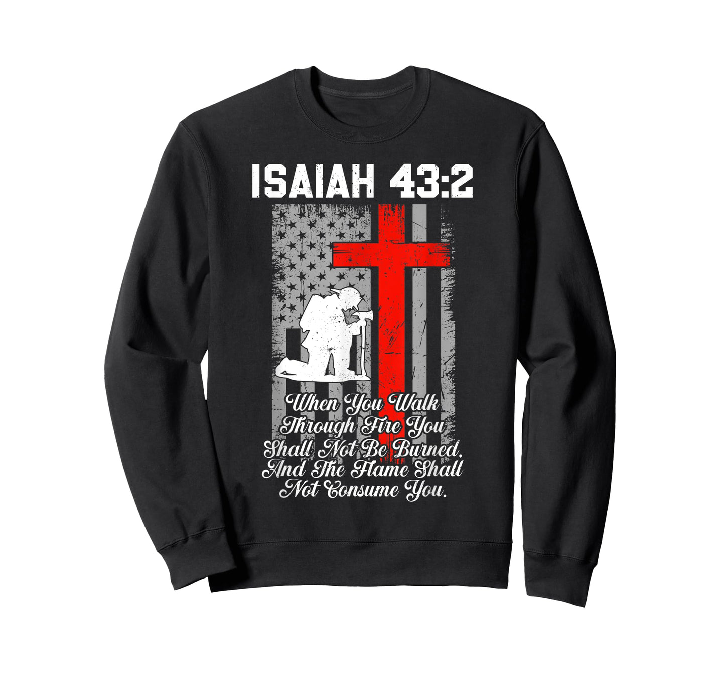 Patriotic American US Flag Firefighter Cross Christian T-Shirt
