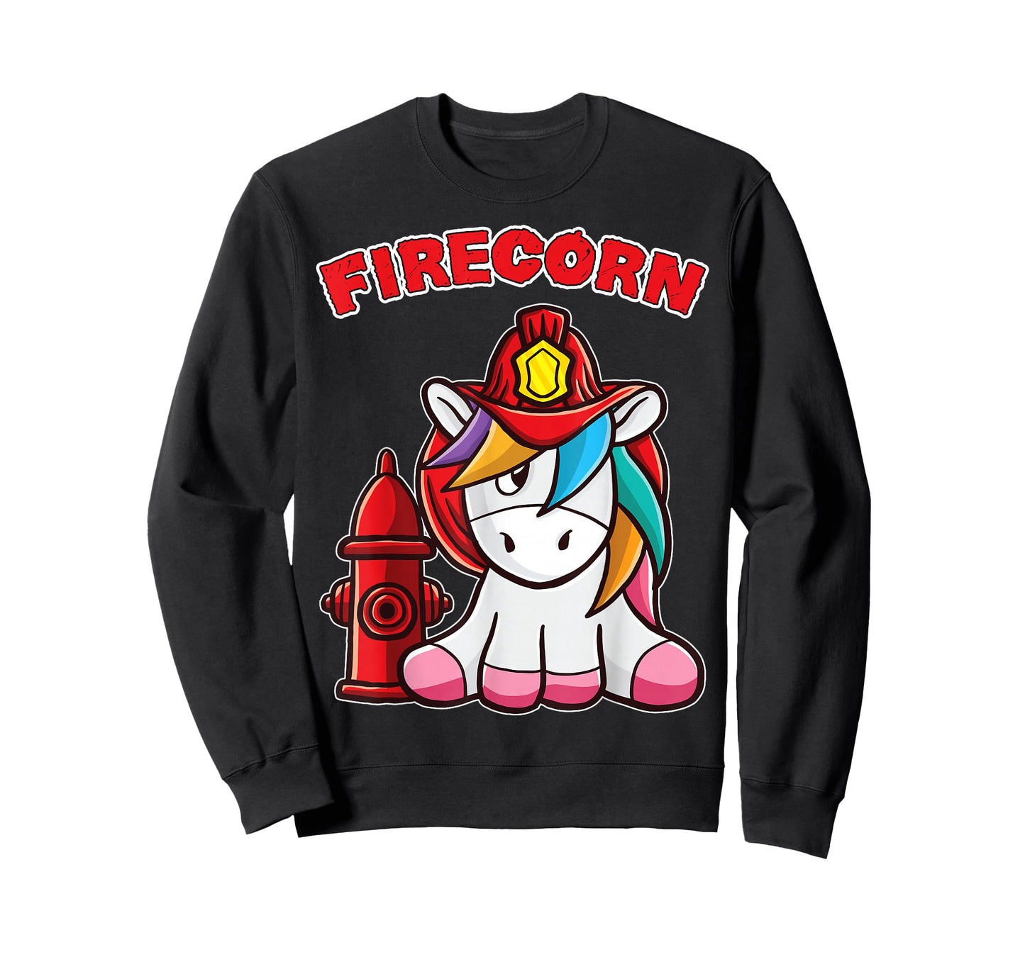 Firecorn Firefighter Unicorn with red Fireman Helmet Fire T-Shirt