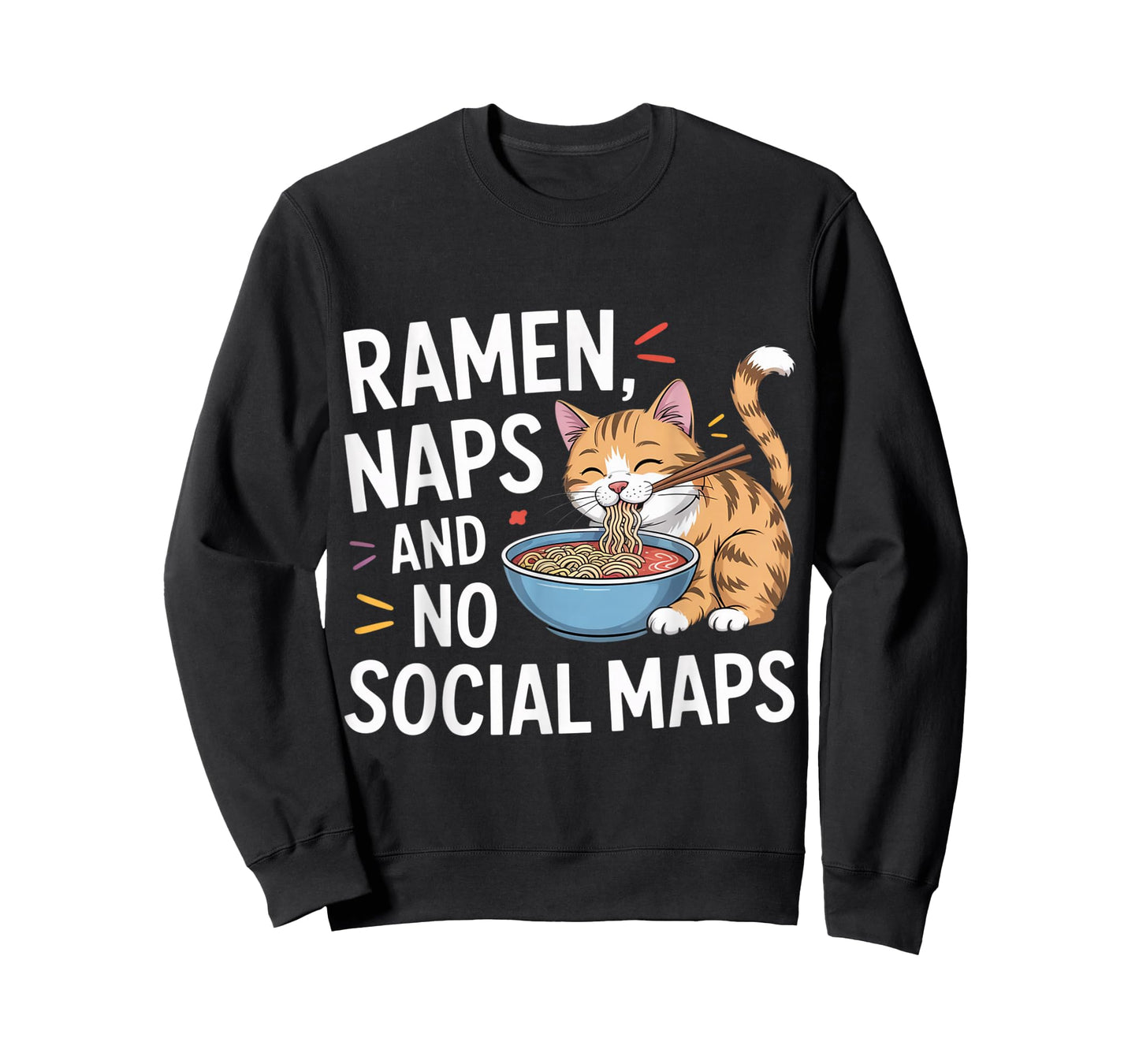 Ramen Naps and No Social Maps Cozy Indoor Cat T-Shirt