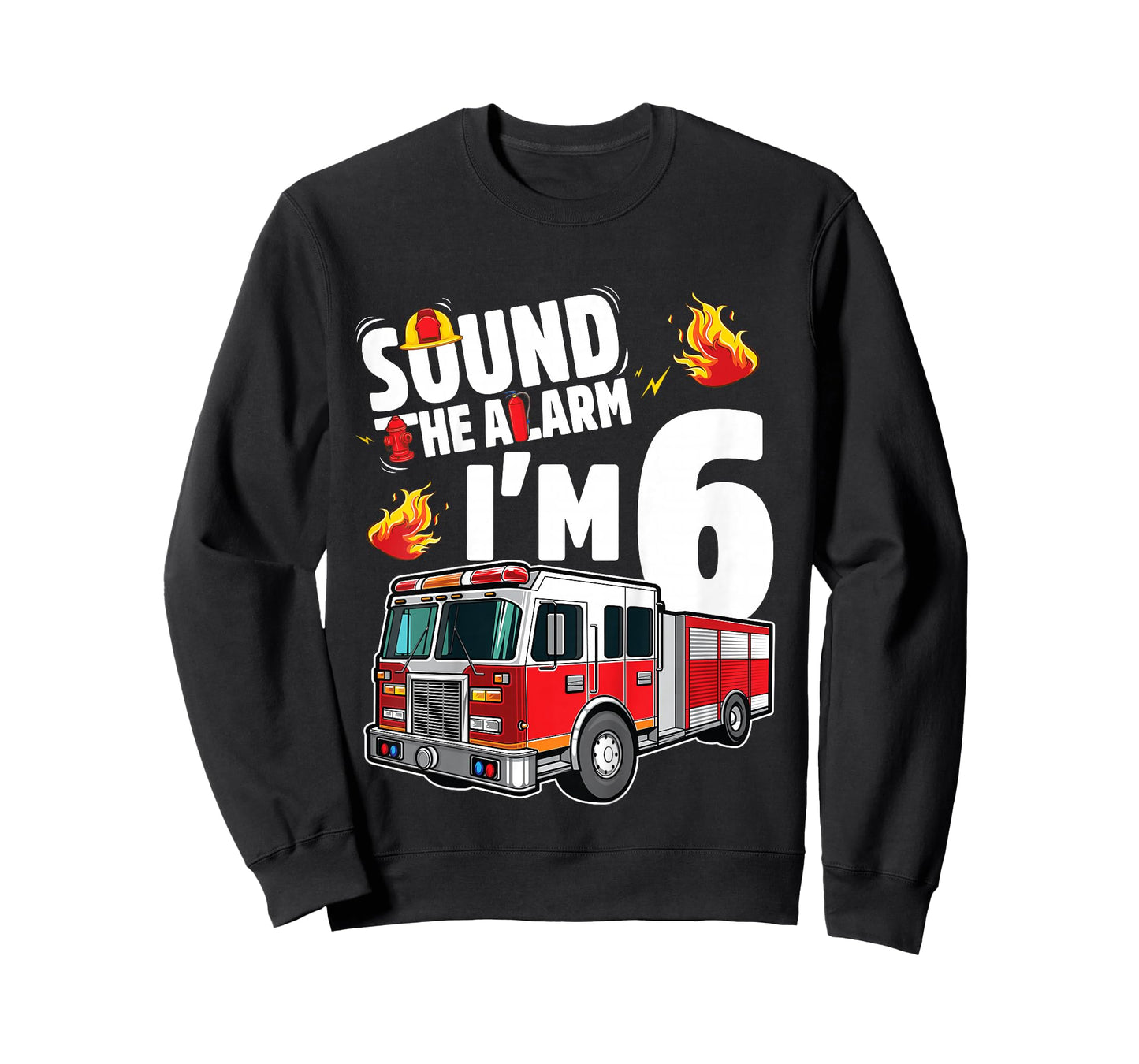 Fire Truck 6th Birthday Boy Firefighter 6 Year Old T-Shirt