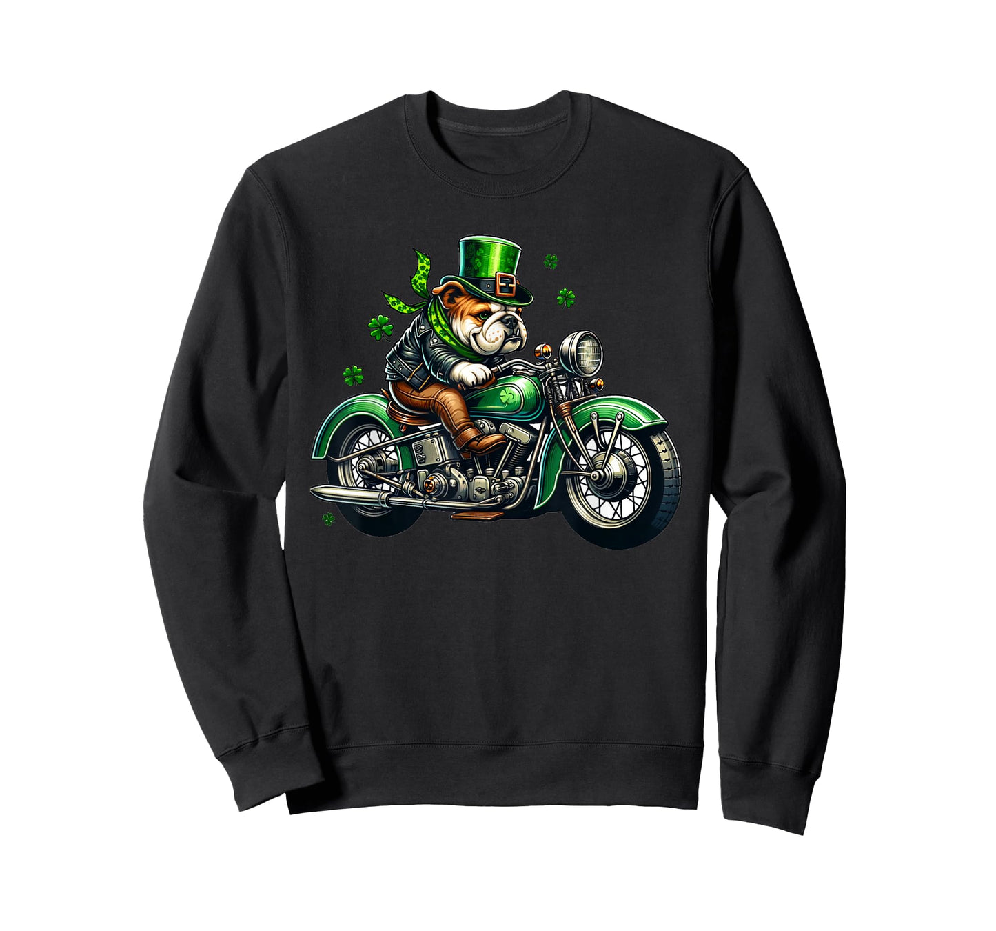 St. Patricks Ride: Bulldog on a Classic Motorcycle T-Shirt