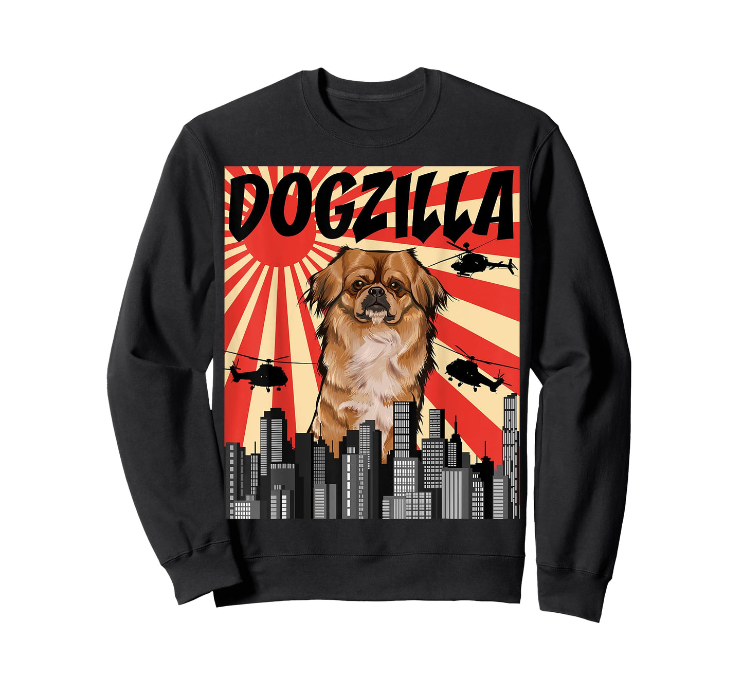Funny Retro Japanese Dogzilla Pekingese T-Shirt