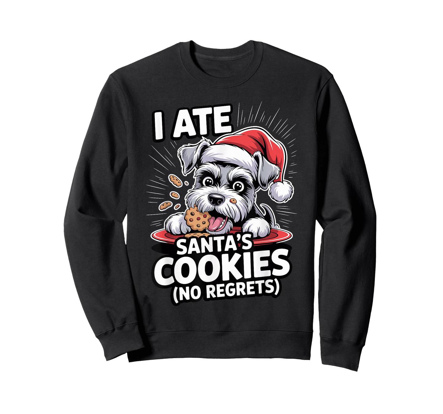 I Ate Santas Cookies Puppy Funny Christmas Mini Schnauzer T-Shirt