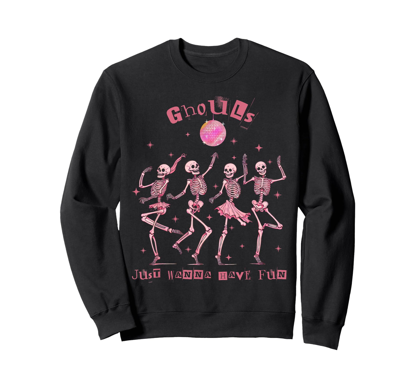 Girl Ghouls Just Wanna Have Fun Disco Party Dancing Skeleton T-Shirt