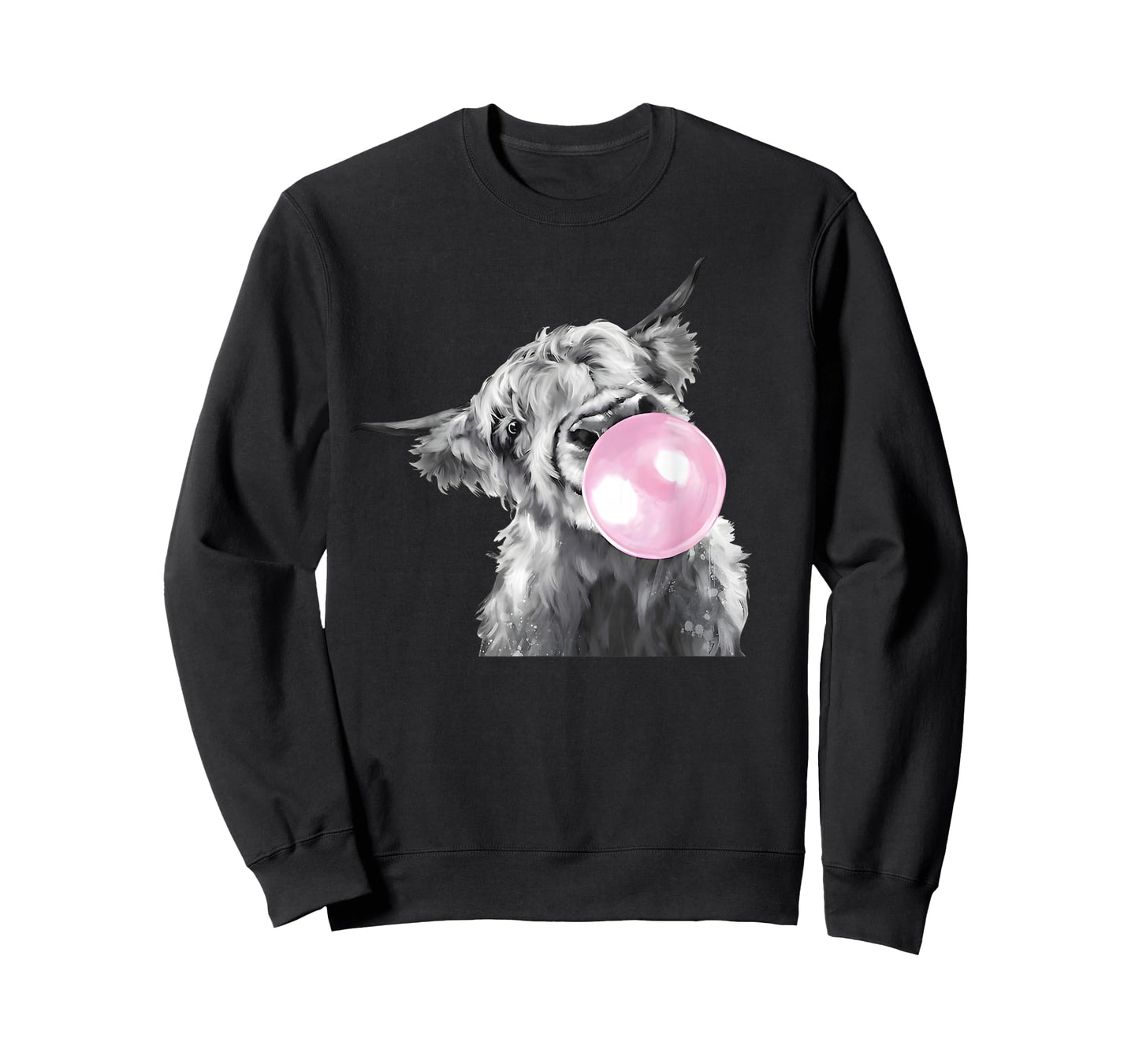Cute Highland Cow with Bubblegum White and Black Western T-Shirt