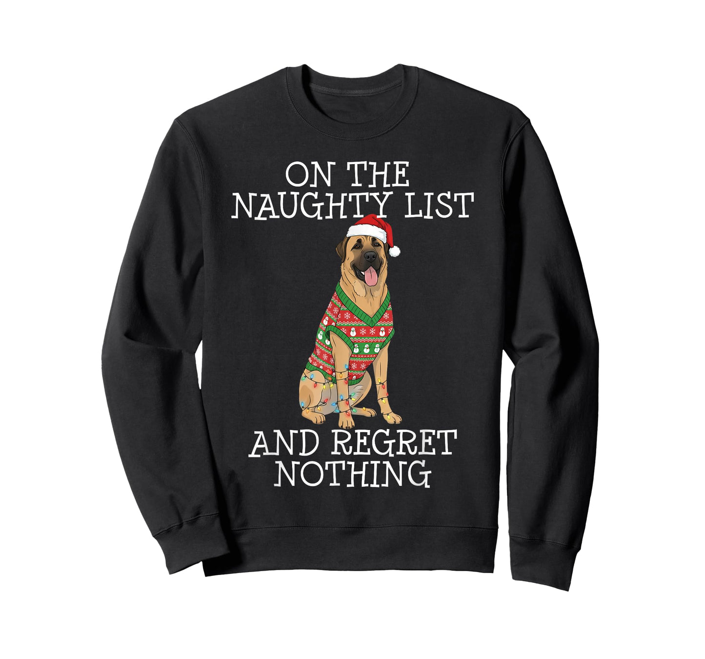 Funny Christmas Anatolian Shepherd Dog Naughty List T-Shirt