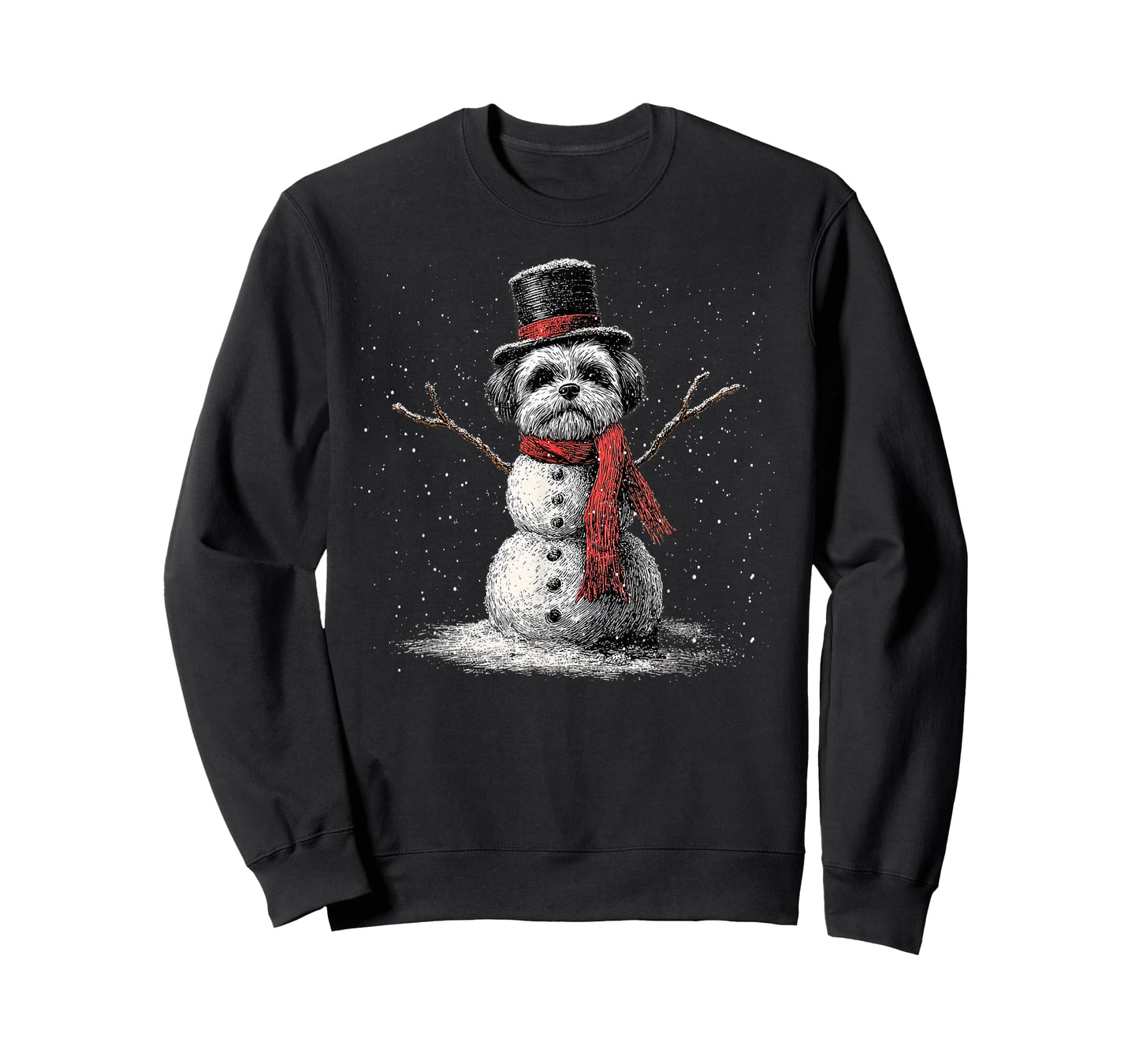Funny Shih Tzu Dog Christmas Snowman Xmas Pajama T-Shirt