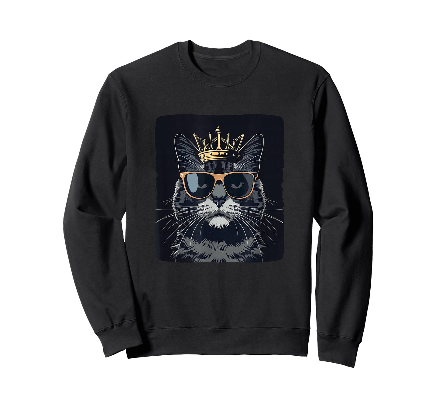 Funny Sunglasses Cat King with a Silly Crown T-Shirt