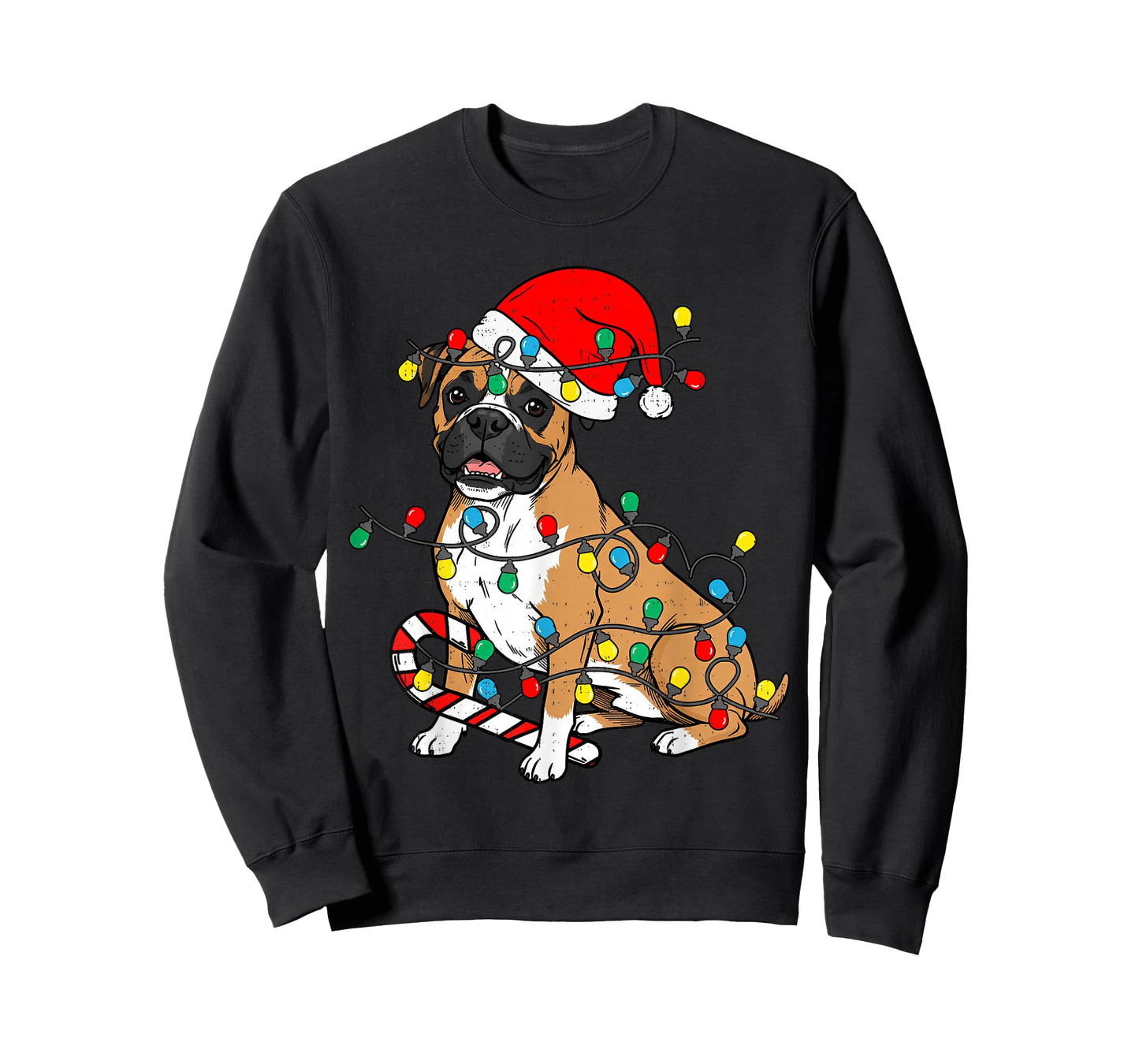 Boxer Dog Christmas Lights Pajama Santa Xmas Pet Dog Lover T-Shirt