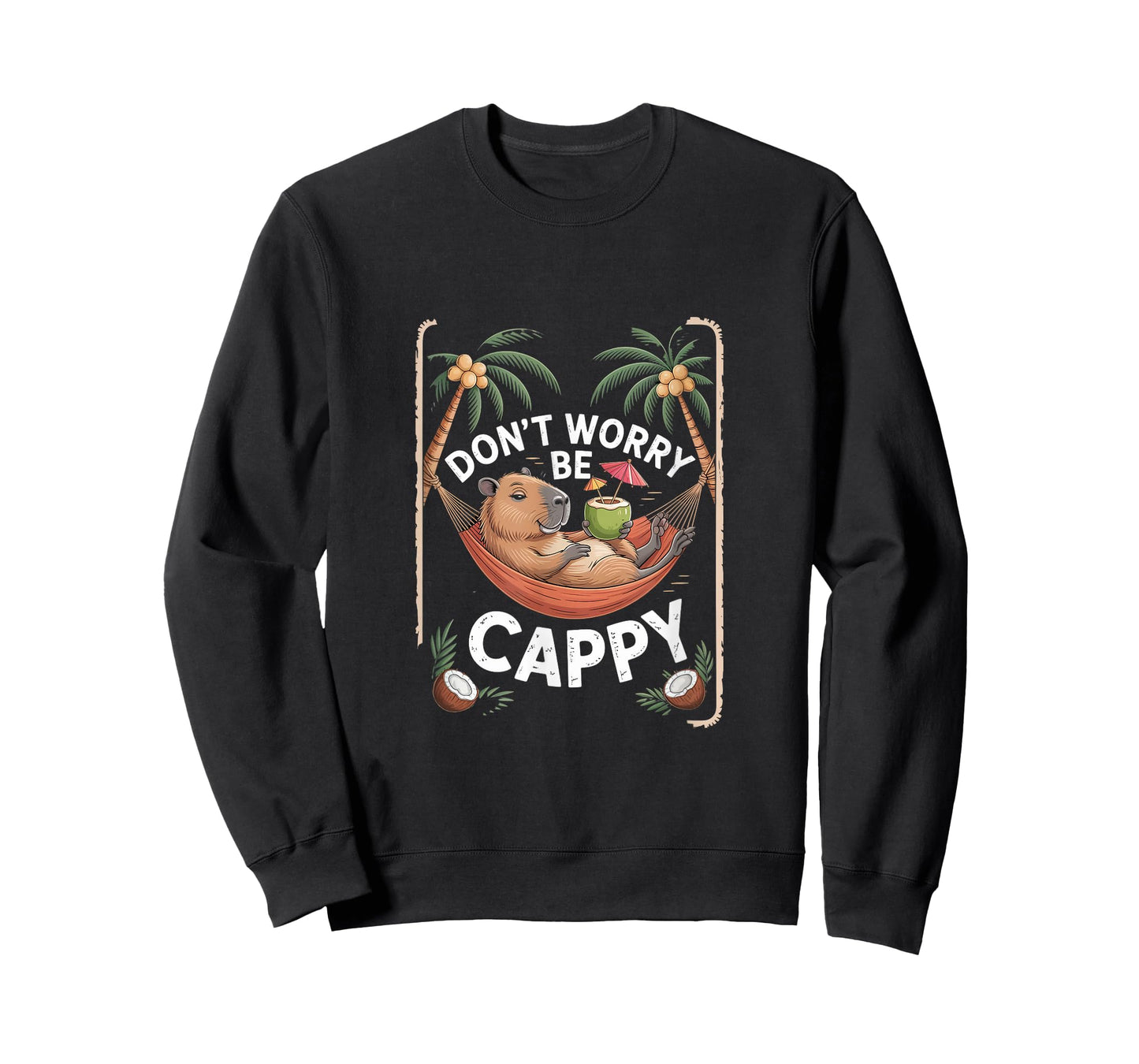 Capybara Hammock Coconut Palm Tree Vacation Vibes T-Shirt