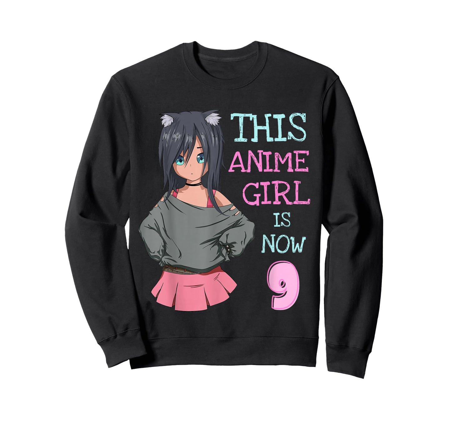 This Anime Girl is Now 9 Years Old Birthday Girl Kawaii T-Shirt