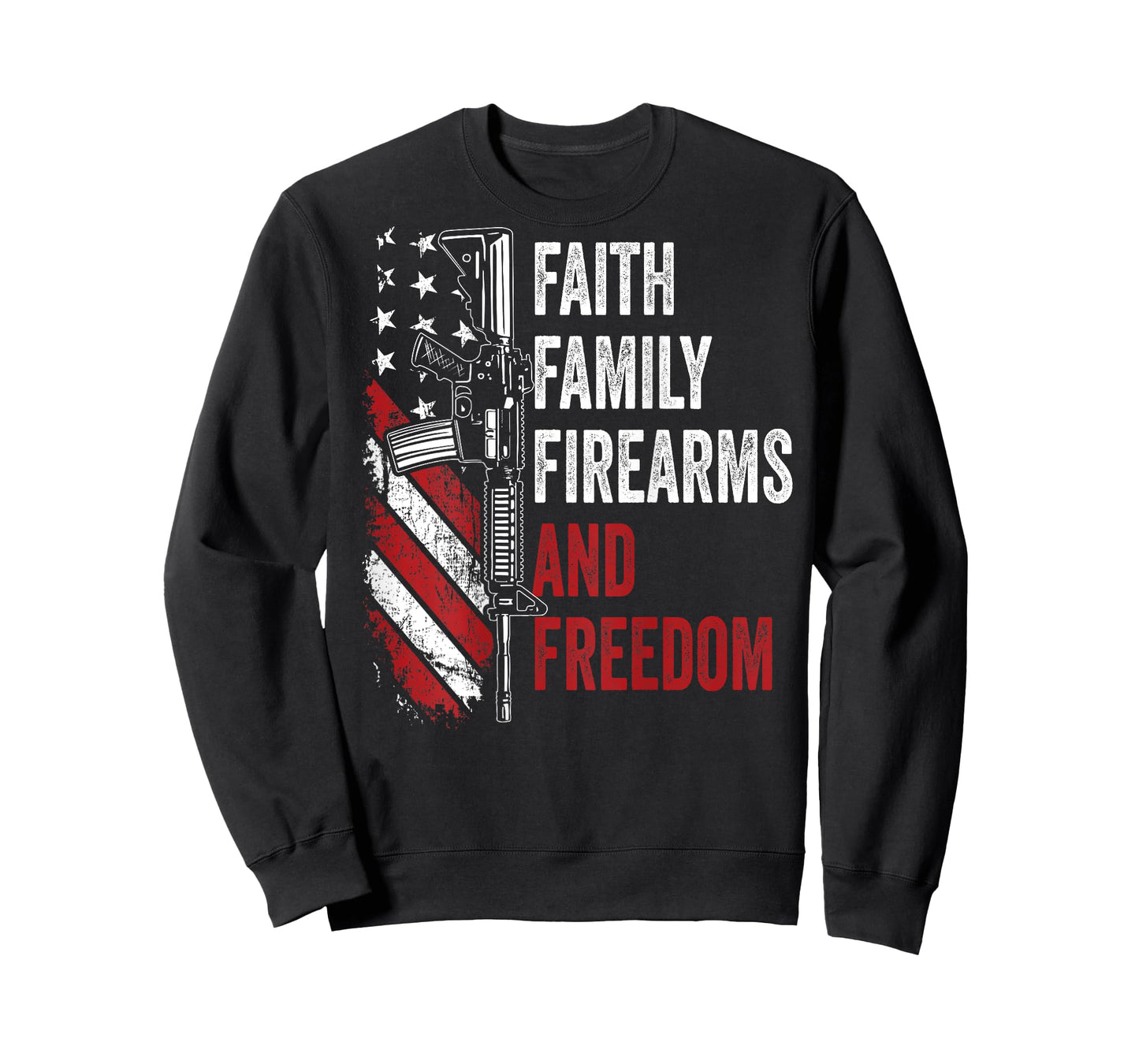 Faith Family Firearms & Freedom - Pro God Guns AR15 -ON BACK T-Shirt