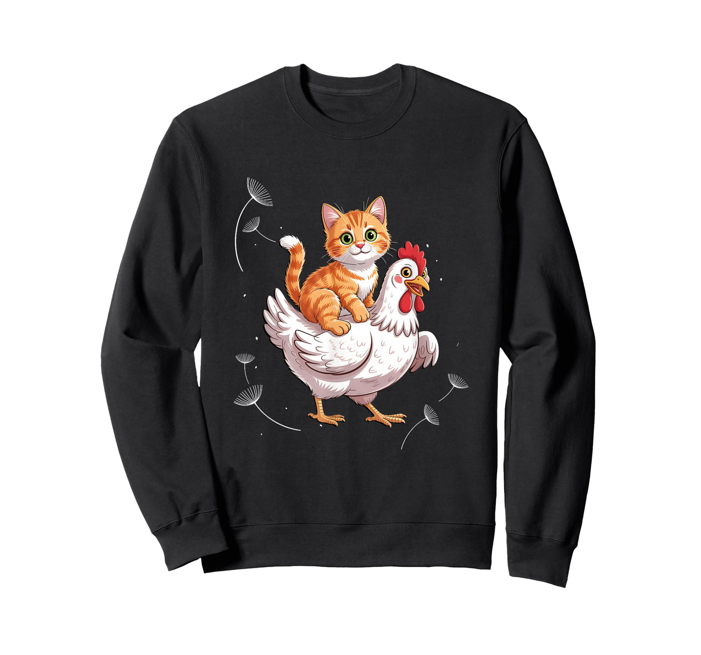 Orange Kitten Riding A Happy Chicken Farm Animal Friend T-Shirt