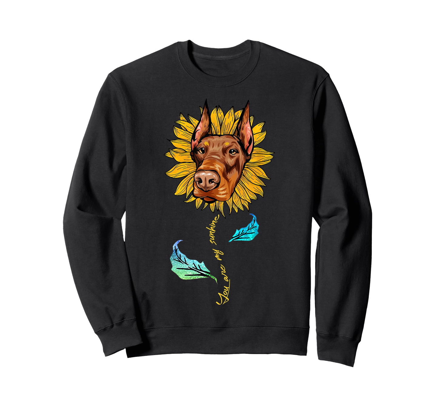 Sunflower Doberman head Funny Dog T-Shirt