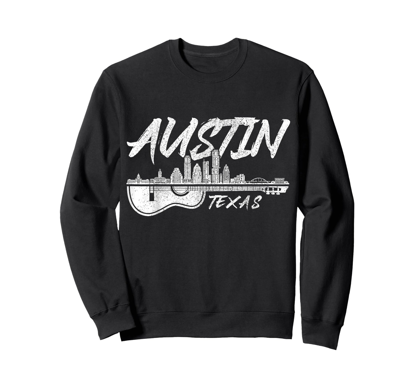 Austin Texas Guitar Player Skyline Folk Blues Country Music T-Shirt