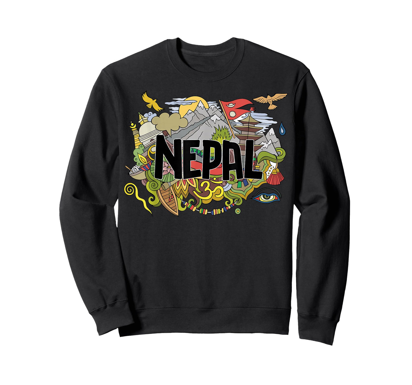 Nepali Flag Collage Everest Temples and Cultures of Nepal T-Shirt