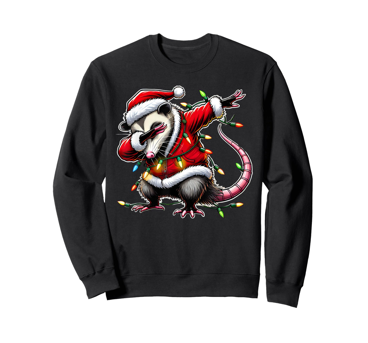 Christmas Santa Costume Dabbing Opossum Xmas Lights Kids Dab T-Shirt